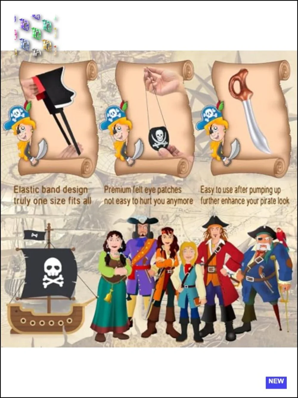 Pirate Party Accessories 36 Pcs Kids Costume Hats Swords